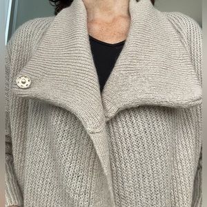 Abercrombie & Fitch oversized loose cardigan beige/tan open front, mohair blend
